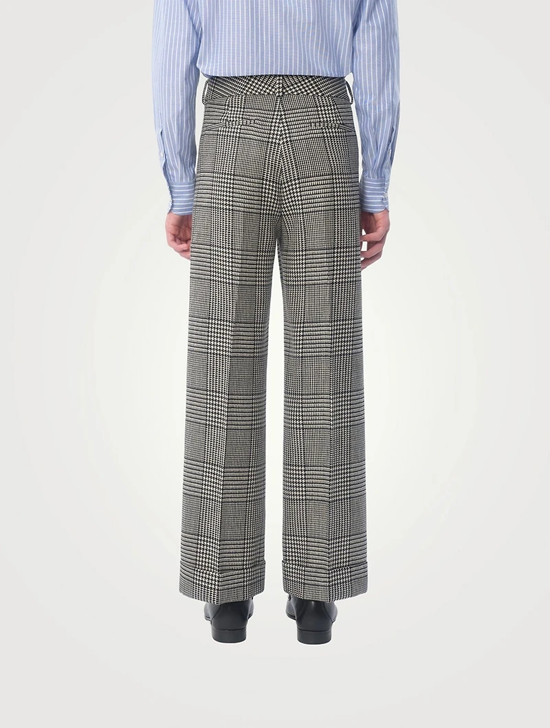Houndstooth Check Wool Trousers