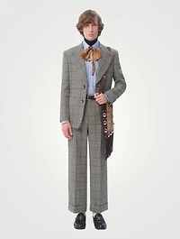 Houndstooth Check Wool Trousers
