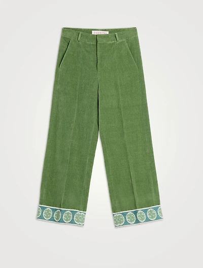 Cotton And Linen Velvet Flare Pants