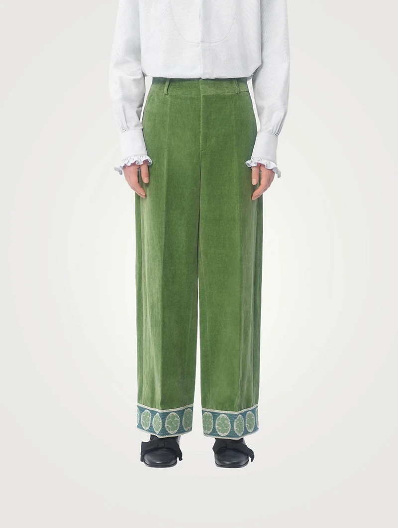 Cotton And Linen Velvet Flare Pants