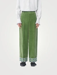 Cotton And Linen Velvet Flare Pants