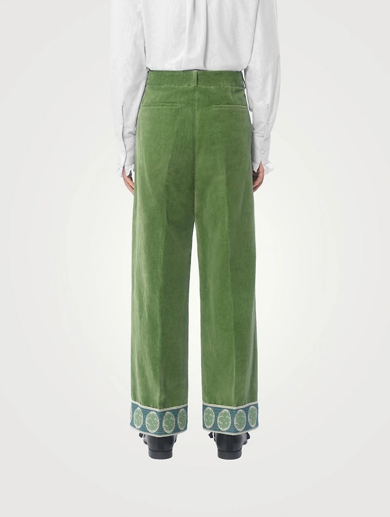 Cotton And Linen Velvet Flare Pants