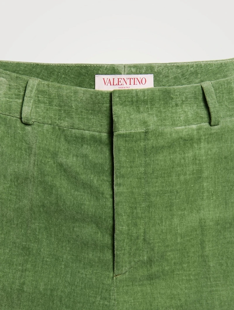 Cotton And Linen Velvet Flare Pants