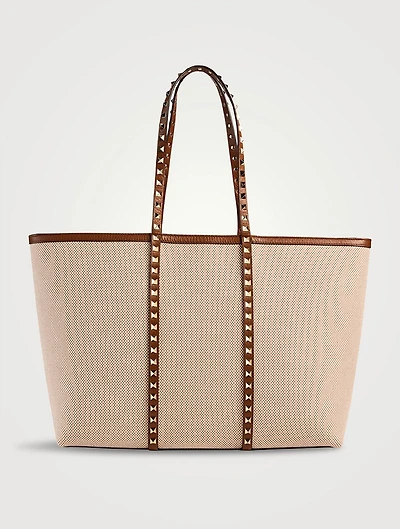 Medium Rockstud Canvas Tote Bag