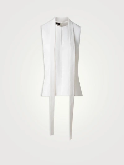 Linen And Wool Tie-Neck Blouse