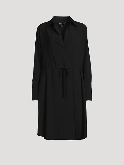 Stretch Sablé Drawstring Shirt Dress