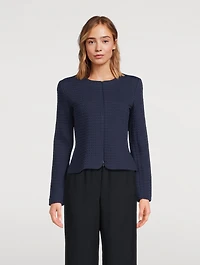 Waffle-Knit Peplum Jacket