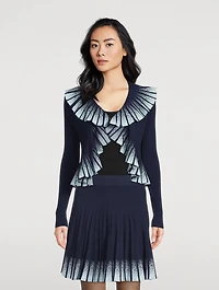 Gradient Plissé Cardigan