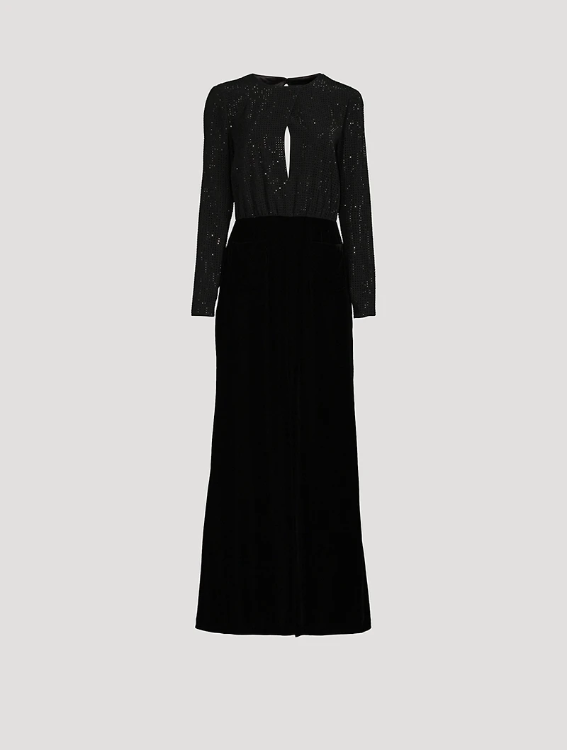 Mixed-Media Maxi Dress