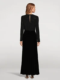 Mixed-Media Maxi Dress