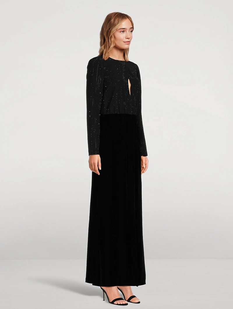 Mixed-Media Maxi Dress