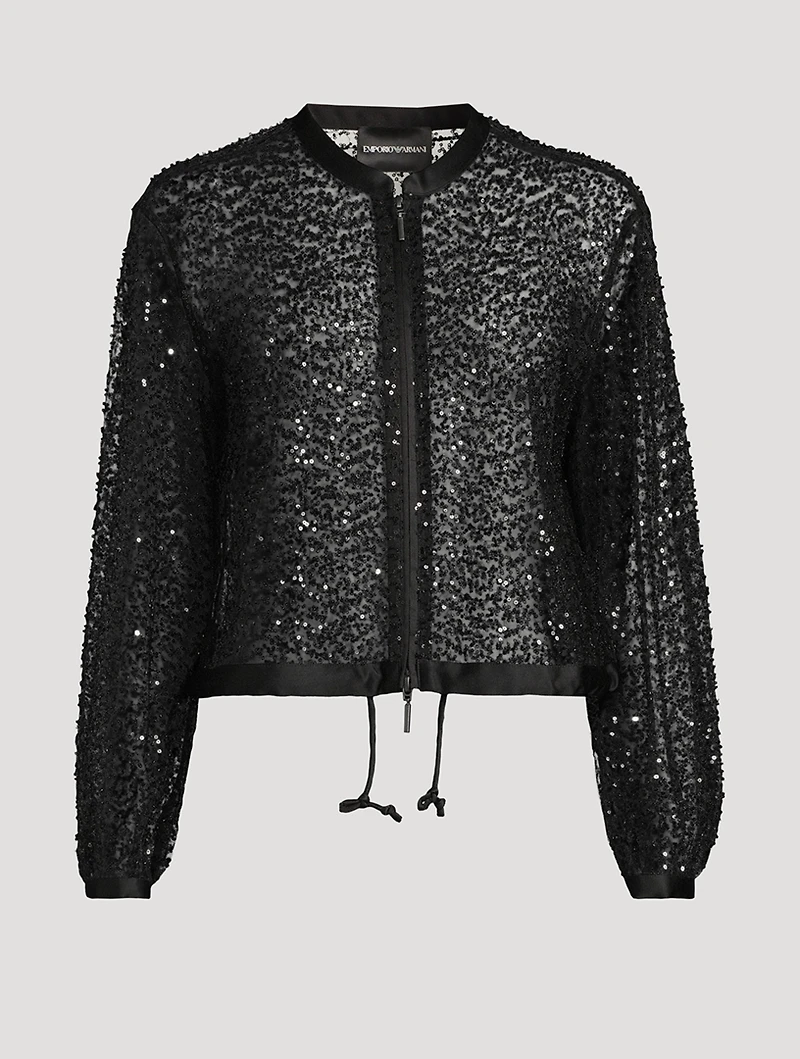 Sequin-Embellished Tulle Jacket