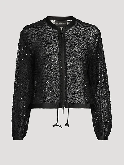 Sequin-Embellished Tulle Jacket