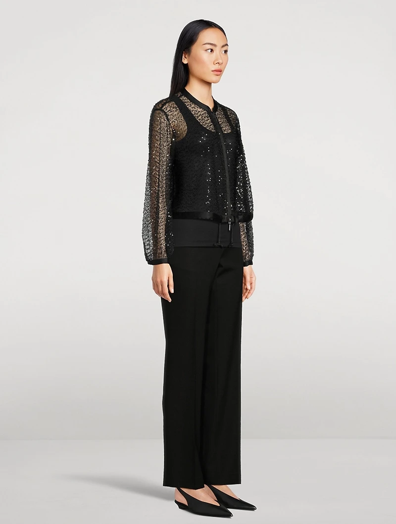 Sequin-Embellished Tulle Jacket