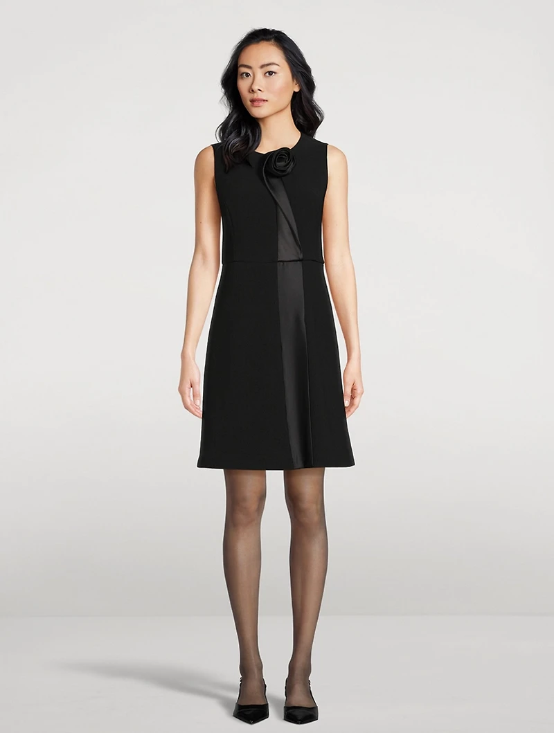 Technical Sheath Dress With Rosette