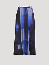 Satin Maxi Skirt Check Print