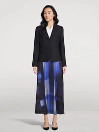 Satin Maxi Skirt Check Print