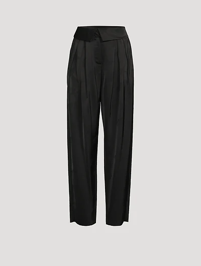 Pleated Satin Trousers