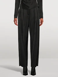 Pleated Satin Trousers