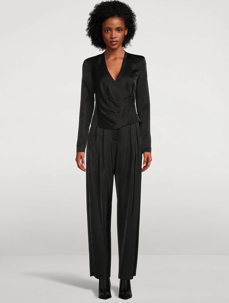 Pleated Satin Trousers