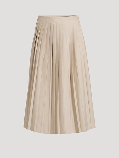 Pleated Poplin Midi Skirt