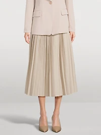 Pleated Poplin Midi Skirt