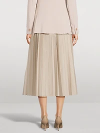 Pleated Poplin Midi Skirt