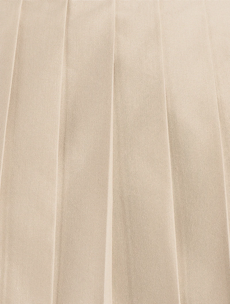 Pleated Poplin Midi Skirt