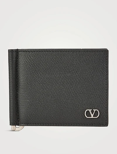VLogo Leather Bill Clip Wallet