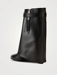 Shark Lock Leather Ankle Boots