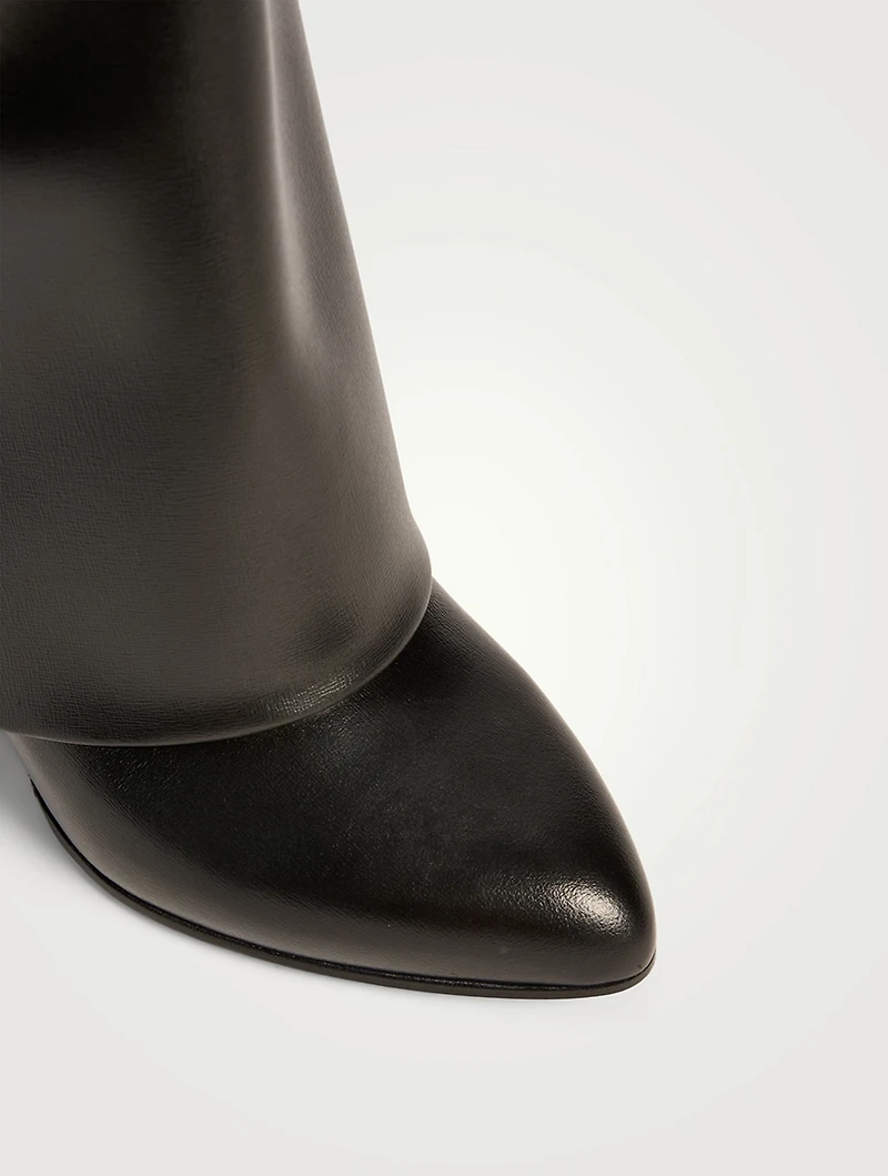Shark Lock Leather Ankle Boots