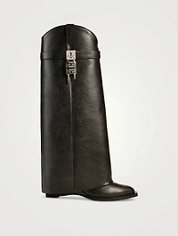 Shark Lock Cowboy Leather Knee-High Boots