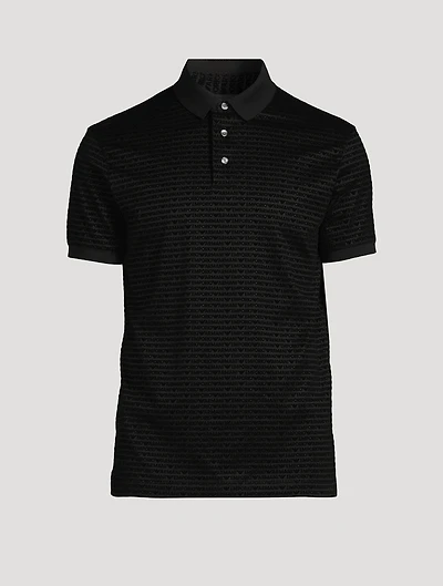 Velvet Flocked Polo Logo Print