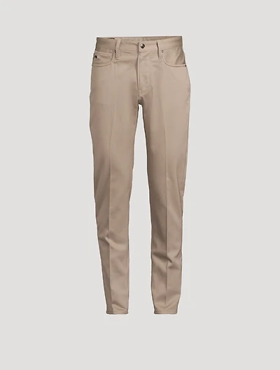 Low-Rise Slim Straight Denim Pants