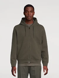 Velvet Flocked Zip Hoodie Logo Print