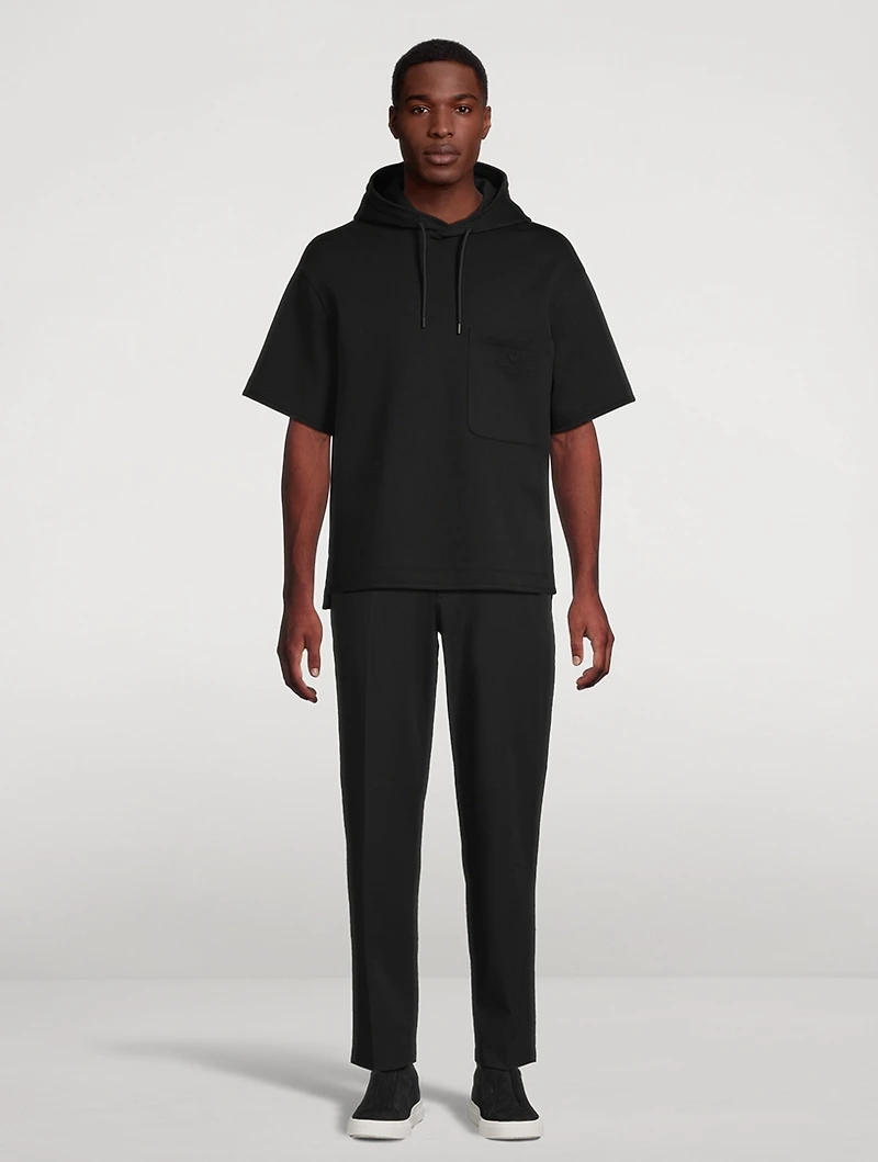Stretch Jersey Short-Sleeve Hoodie