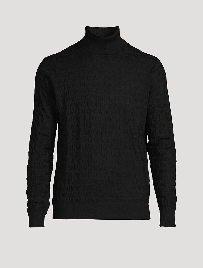 Wool Logo Jacquard Turtleneck
