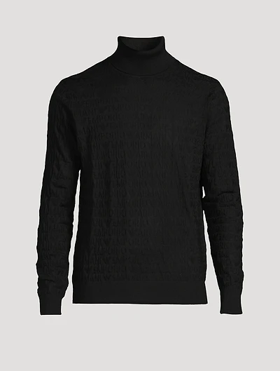 Wool Logo Jacquard Turtleneck