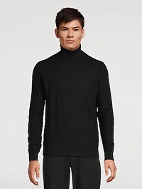 Wool Logo Jacquard Turtleneck