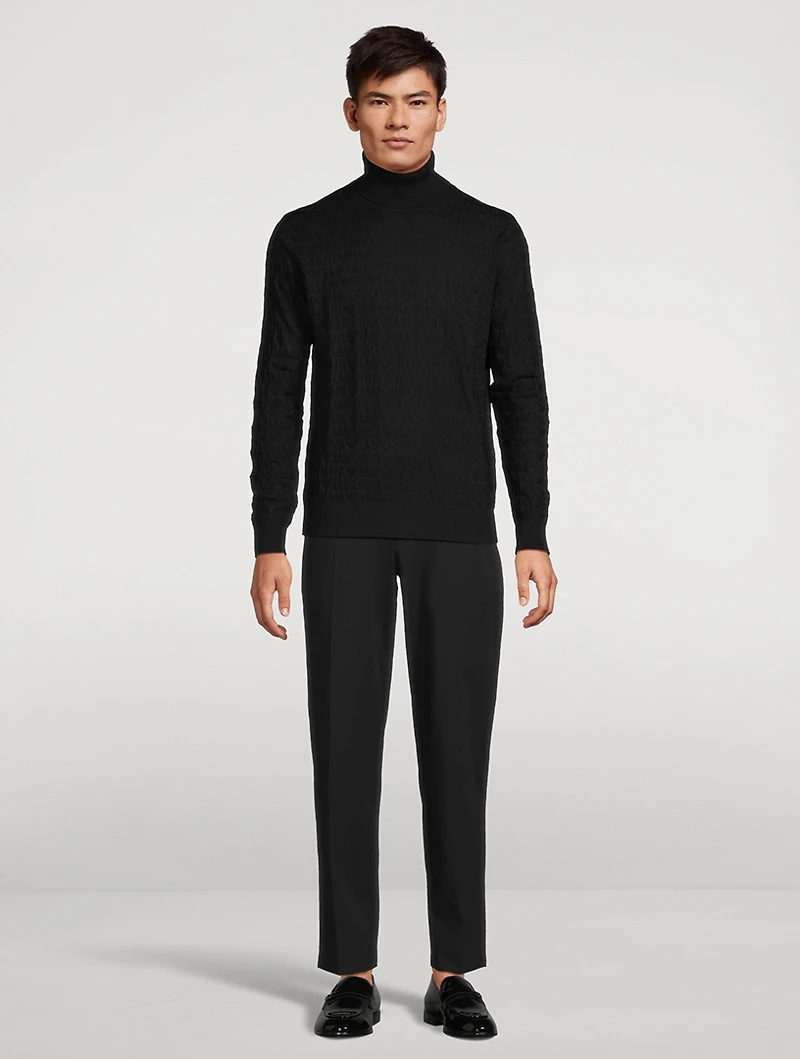 Wool Logo Jacquard Turtleneck