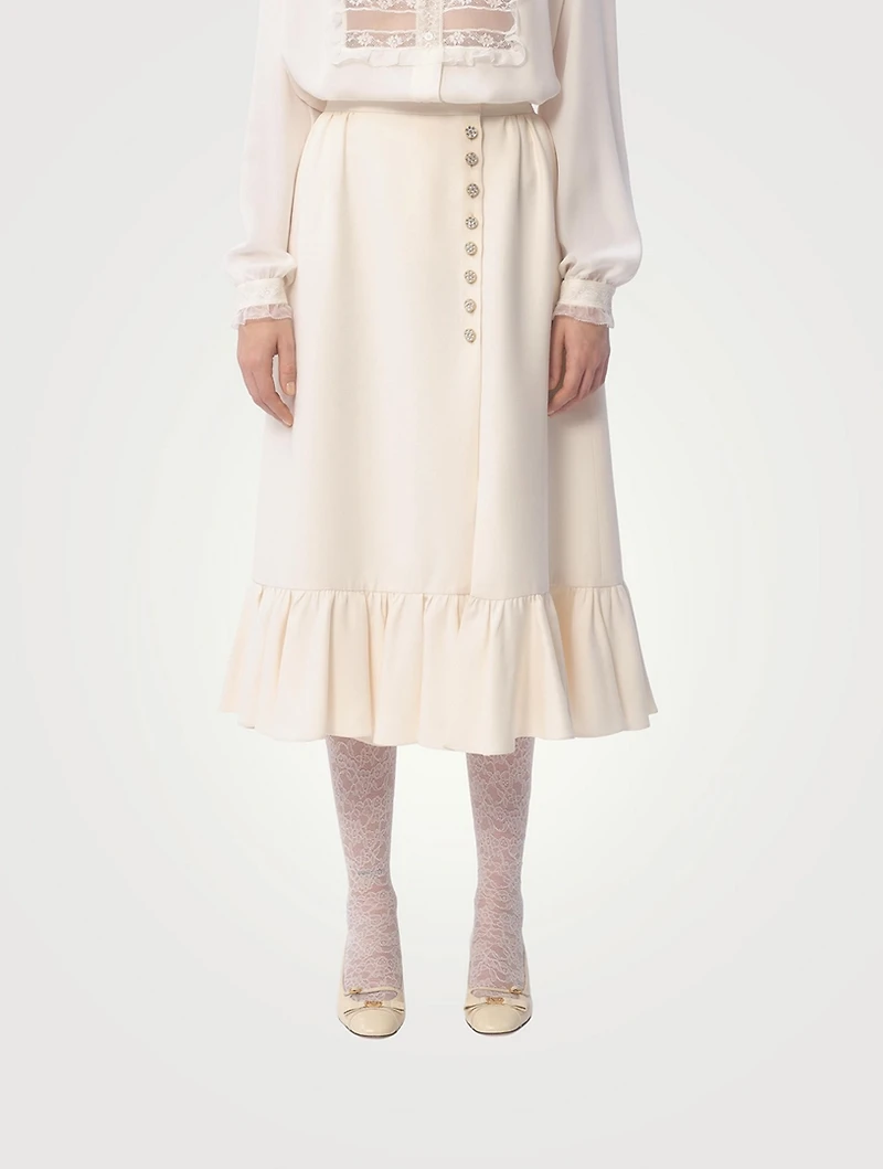 Ruffled Crêpe Couture Midi Skirt