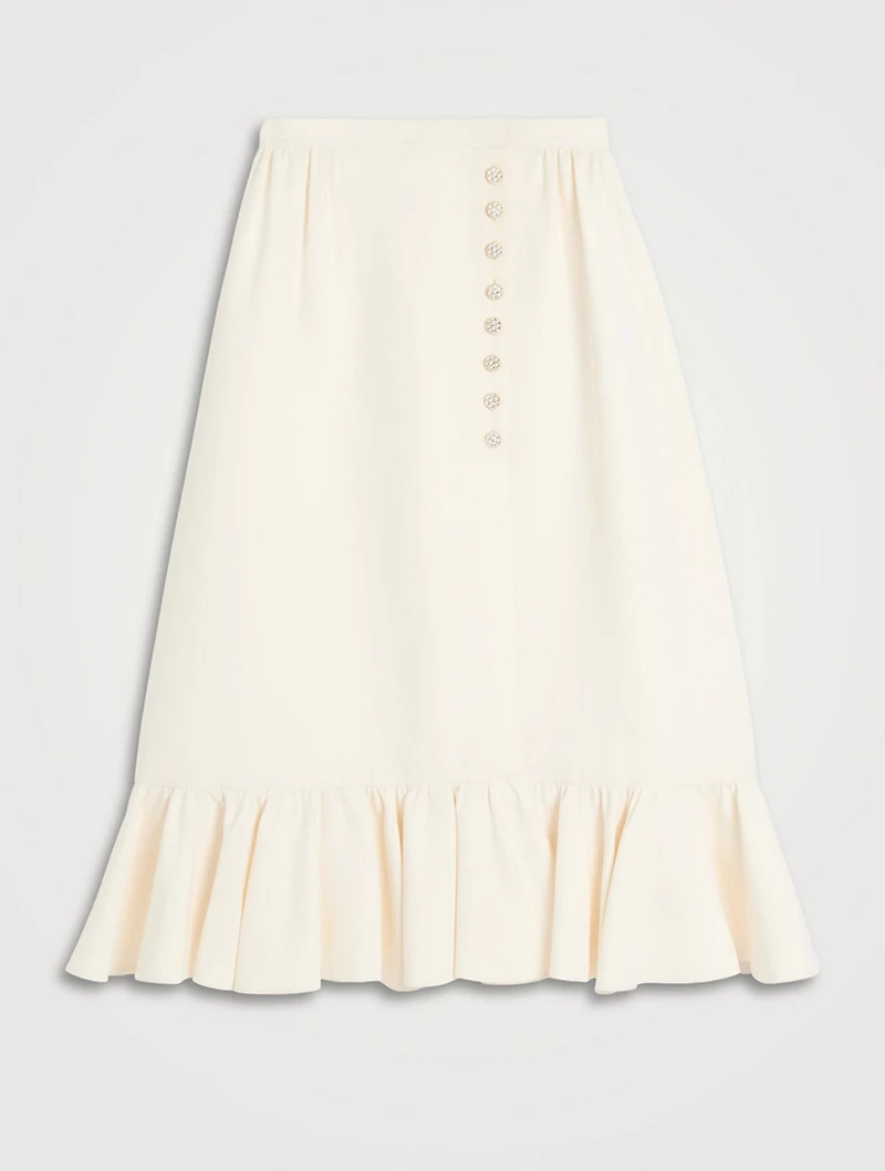 Ruffled Crêpe Couture Midi Skirt