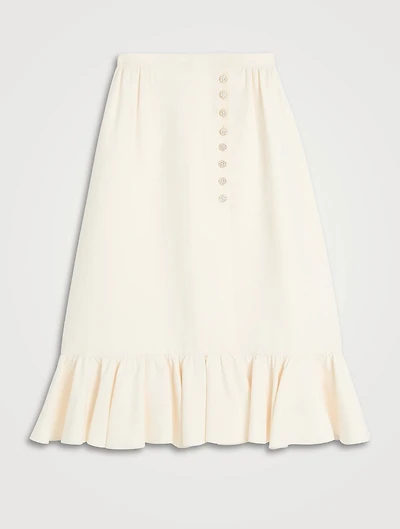 Ruffled Crêpe Couture Midi Skirt