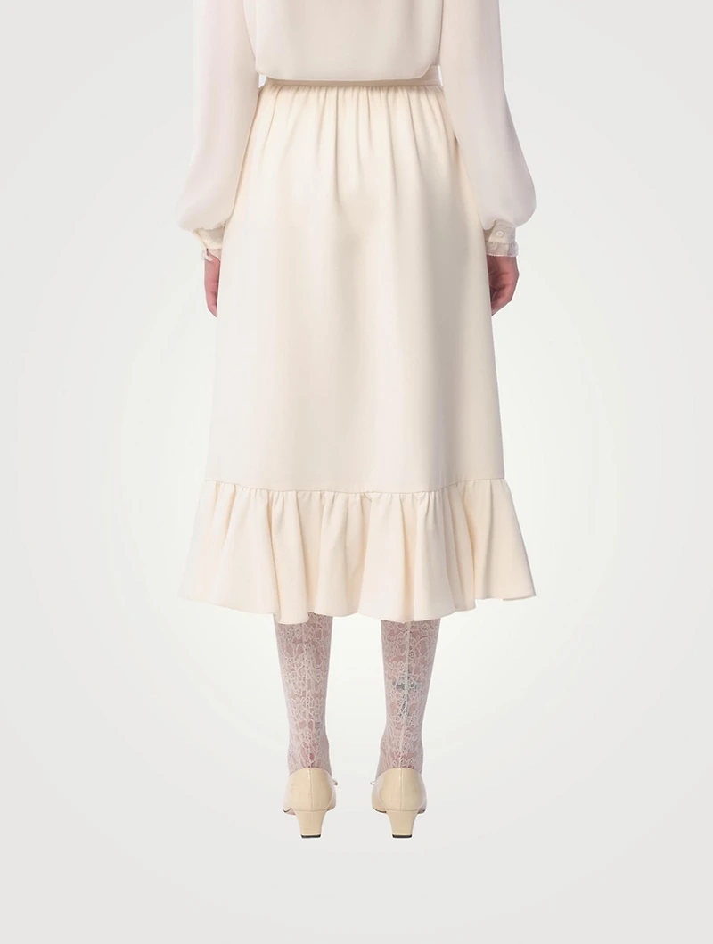 Ruffled Crêpe Couture Midi Skirt