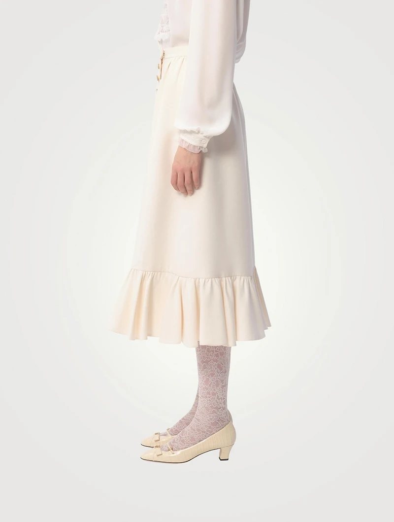 Ruffled Crêpe Couture Midi Skirt