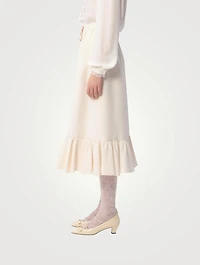 Ruffled Crêpe Couture Midi Skirt
