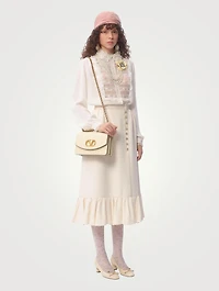 Ruffled Crêpe Couture Midi Skirt
