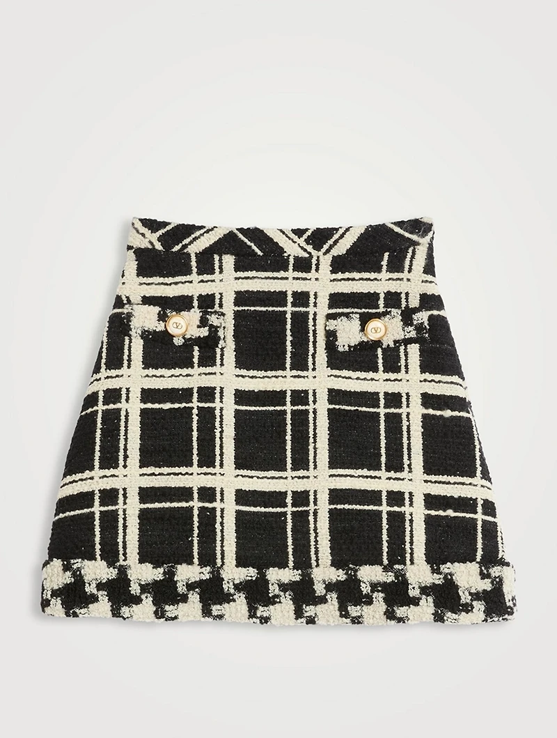 Macro Check Tweed Mini Skirt