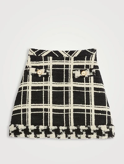 Macro Check Tweed Mini Skirt