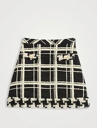 Macro Check Tweed Mini Skirt